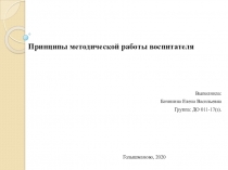 Принципы методической работы воспитателя