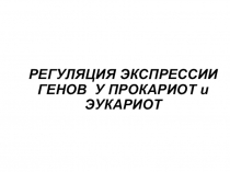 РЕГУЛЯЦИЯ ЭКСПРЕССИИ ГЕНОВ У ПРОКАРИОТ и ЭУКАРИОТ