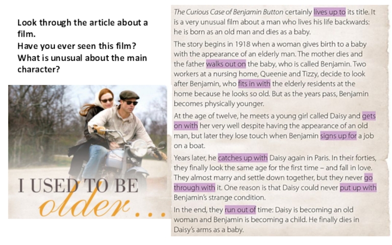 Look through the article about a film.
Have you ever seen this film?
What is
