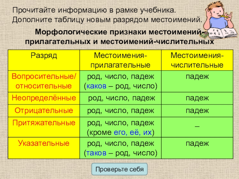 Признаки числительного. Постоянные морфологические признаки местоимения. Местоимение морфологические признаки местоимений. Непостоянные признаки местоимения. Указательные местоимения прилагательные.