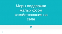 Меры поддержки малых форм хозяйствования на селе
<номер>