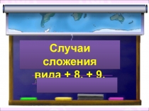 Случаи сложения
вида + 8, + 9