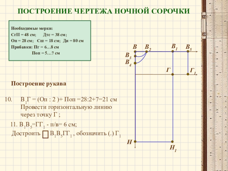 Чертеж ночной сорочки