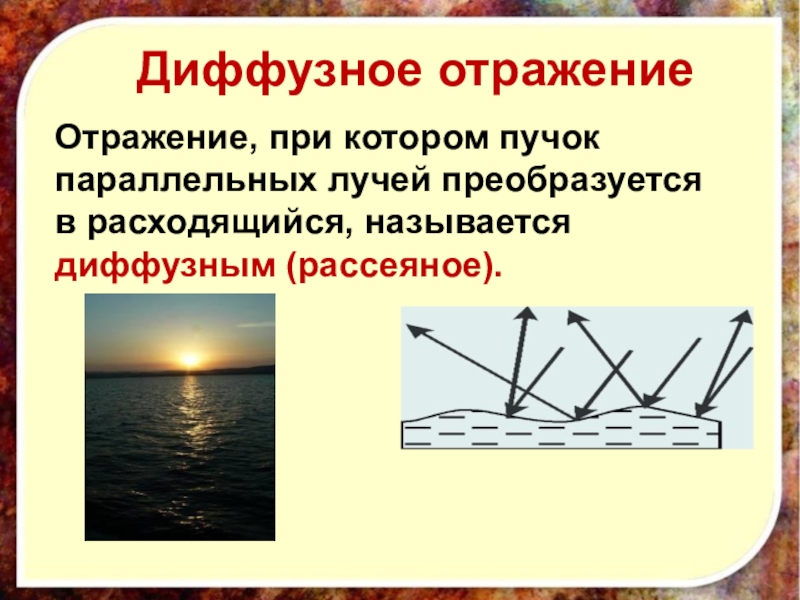 Зеркальное и рассеянное отражение света презентация